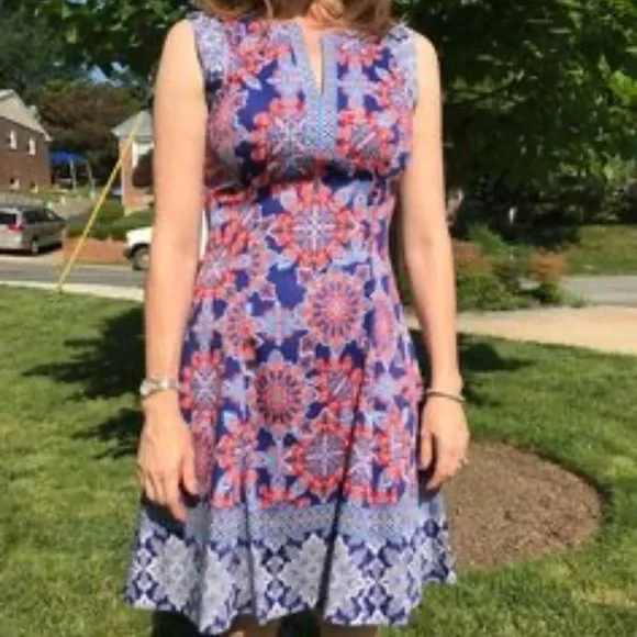 Adorn Adorable Bold Printed Mini Dress V Neck Short Sleeveless XL - Picture 2 of 9